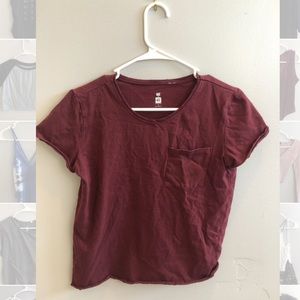 Distressed me to we short sleeve slightly cropped